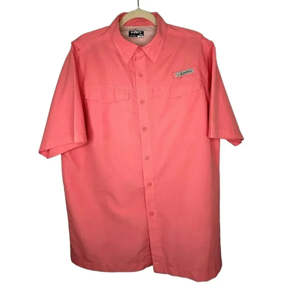 Habit Outdoors 40+ Solar Factor Button Up Shirt Size Medium Salmon Fishing